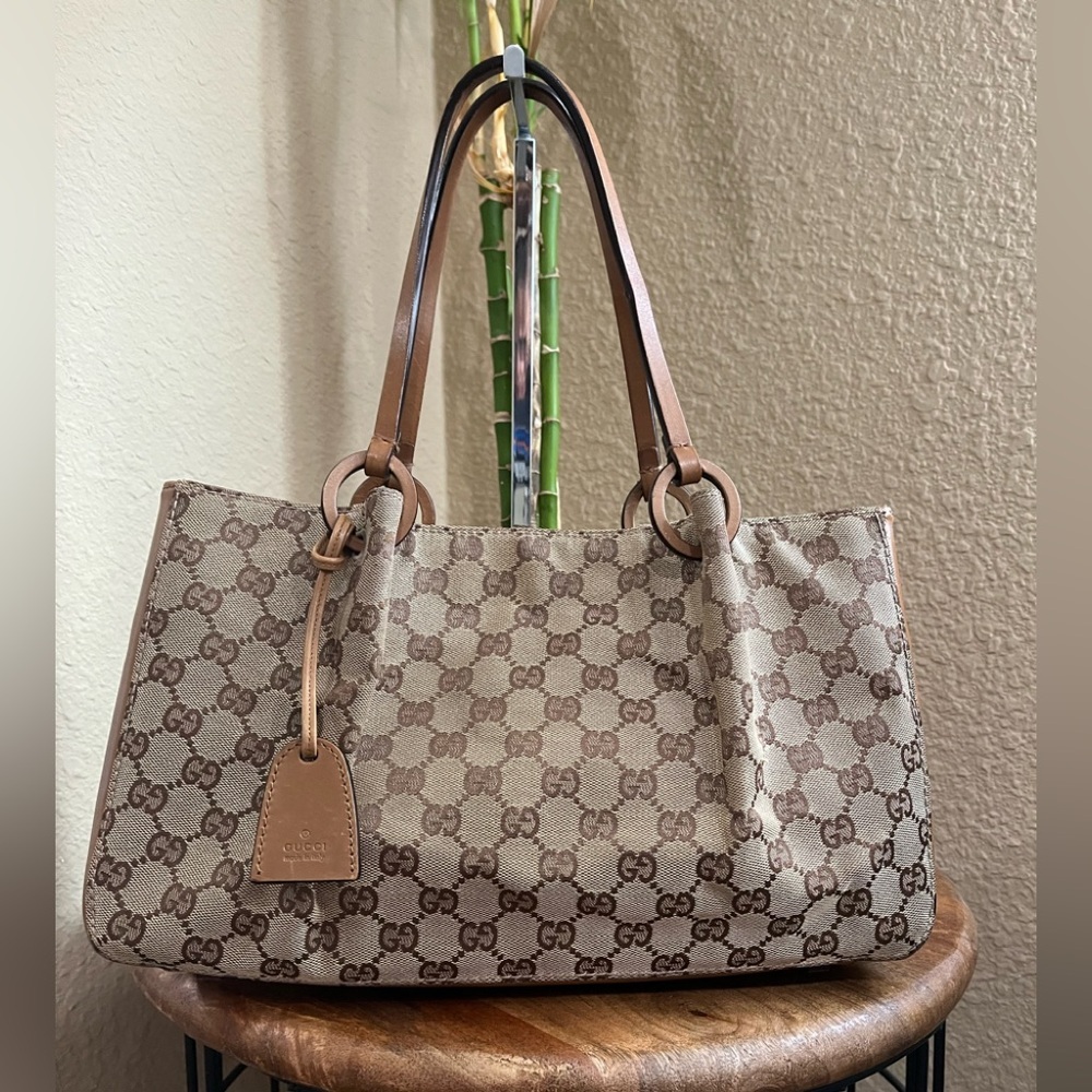 Gucci Beige Brown GG Canvas Tote